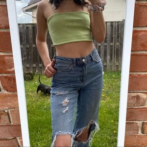 Pastel green rib-knit cami top from SHEIN!